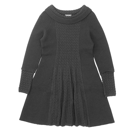 CHANEL one piece 68% wool, 16% angora black P50101 Women 38 Used Authentic