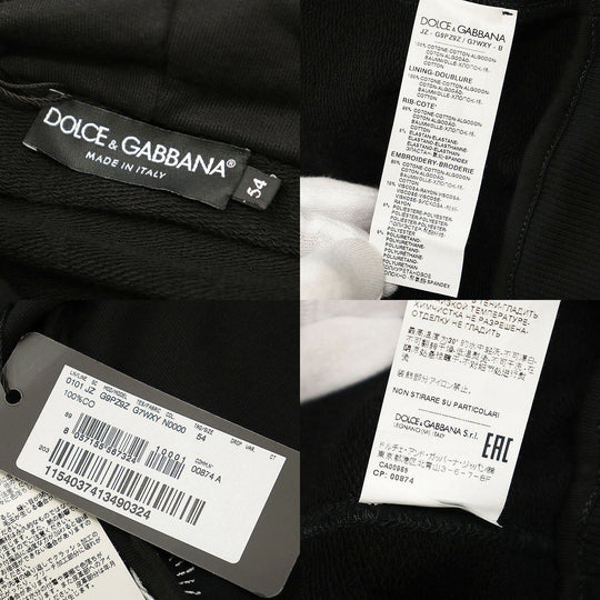 DOLCE&GABBANA Hoodie 100% cotton, embroidered part: 80% cotton, 10% viscose, 5% polyester, 5% polyurethane [Rib] 95% cotton, 5% elastane black G9PZ9Z/G7WXY mens 54 Used Authentic