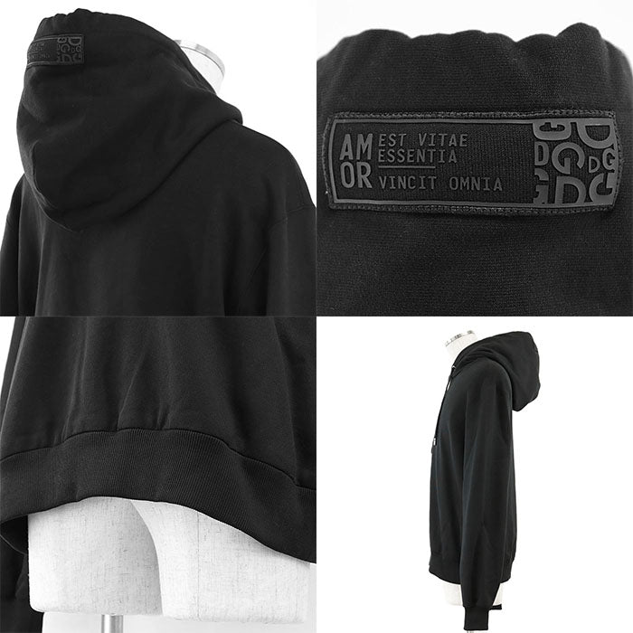 DOLCE&GABBANA Hoodie 100% cotton, embroidered part: 80% cotton, 10% viscose, 5% polyester, 5% polyurethane [Rib] 95% cotton, 5% elastane black G9PZ9Z/G7WXY mens 54 Used Authentic