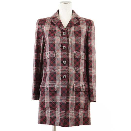CHANEL Other outerwear [Outer material] 52% viscose, 48% nylon [Lining] 100% silk, 82% silk Burgundy Black Women 36 Used Authentic
