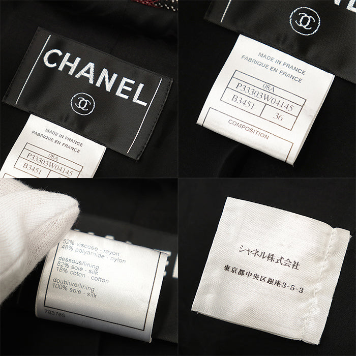 CHANEL Other outerwear [Outer material] 52% viscose, 48% nylon [Lining] 100% silk, 82% silk Burgundy Black Women 36 Used Authentic