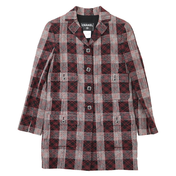 CHANEL Other outerwear [Outer material] 52% viscose, 48% nylon [Lining] 100% silk, 82% silk Burgundy Black Women 36 Used Authentic