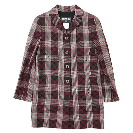 CHANEL Other outerwear [Outer material] 52% viscose, 48% nylon [Lining] 100% silk, 82% silk Burgundy Black Women 36 Used Authentic