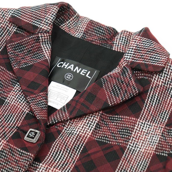 CHANEL Other outerwear [Outer material] 52% viscose, 48% nylon [Lining] 100% silk, 82% silk Burgundy Black Women 36 Used Authentic