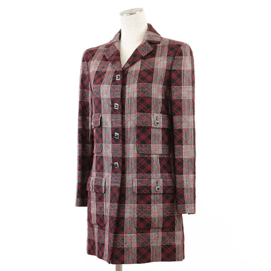 CHANEL Other outerwear [Outer material] 52% viscose, 48% nylon [Lining] 100% silk, 82% silk Burgundy Black Women 36 Used Authentic
