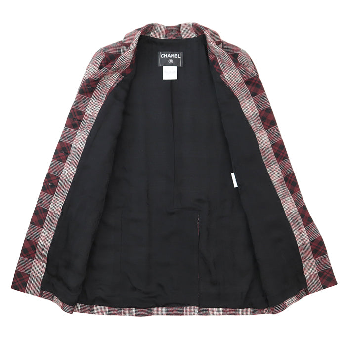CHANEL Other outerwear [Outer material] 52% viscose, 48% nylon [Lining] 100% silk, 82% silk Burgundy Black Women 36 Used Authentic