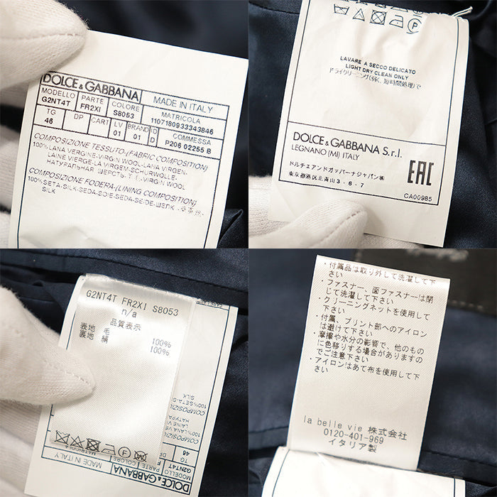 DOLCE&GABBANA Other outerwear [Outer material] 100% wool [Lining] 100% silk Navy G2NT4T FR2XI S8053 mens 46 Used Authentic