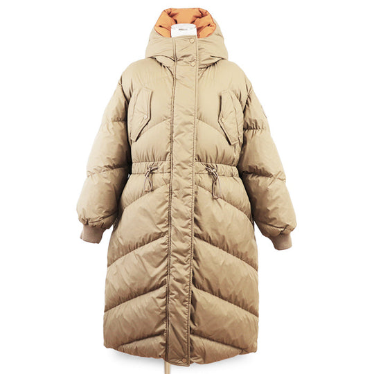 HERMES Down jacket Filling: 55% cashmere, 45% polyester; Outer: 100% polyester; Lining: 100% polyester; Filling: 90% down, 10% feather; Rib: 100% wool; Other fabric: 57% rayon, 43% polyester Light Brown, Orange Women 36 Used Authentic