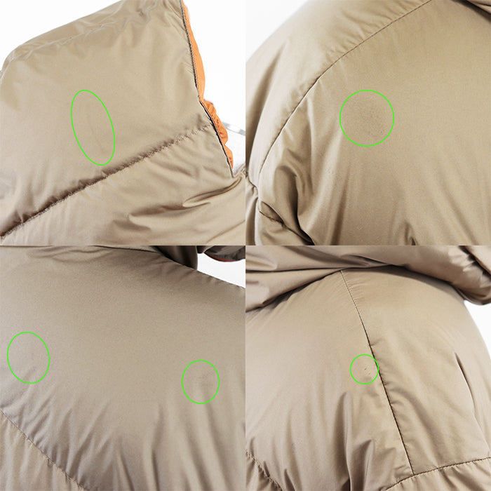 HERMES Down jacket Filling: 55% cashmere, 45% polyester; Outer: 100% polyester; Lining: 100% polyester; Filling: 90% down, 10% feather; Rib: 100% wool; Other fabric: 57% rayon, 43% polyester Light Brown, Orange Women 36 Used Authentic