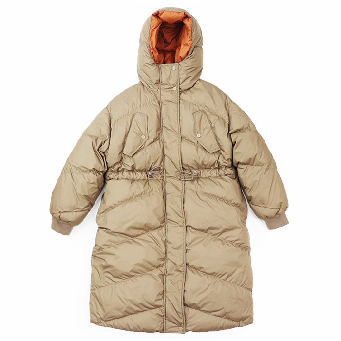 HERMES Down jacket Filling: 55% cashmere, 45% polyester; Outer: 100% polyester; Lining: 100% polyester; Filling: 90% down, 10% feather; Rib: 100% wool; Other fabric: 57% rayon, 43% polyester Light Brown, Orange Women 36 Used Authentic