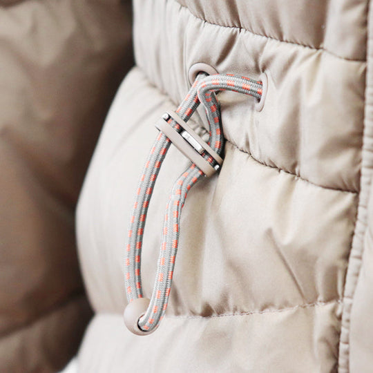HERMES Down jacket Filling: 55% cashmere, 45% polyester; Outer: 100% polyester; Lining: 100% polyester; Filling: 90% down, 10% feather; Rib: 100% wool; Other fabric: 57% rayon, 43% polyester Light Brown, Orange Women 36 Used Authentic