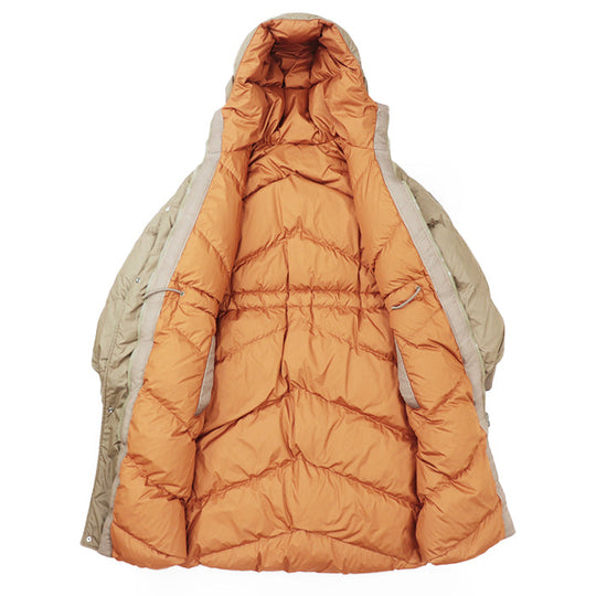 HERMES Down jacket Filling: 55% cashmere, 45% polyester; Outer: 100% polyester; Lining: 100% polyester; Filling: 90% down, 10% feather; Rib: 100% wool; Other fabric: 57% rayon, 43% polyester Light Brown, Orange Women 36 Used Authentic