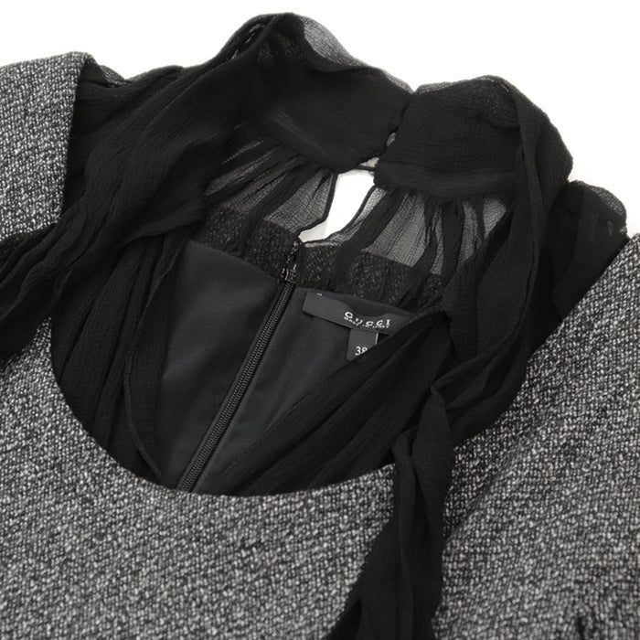 GUCCI one piece [Outer fabric] 77% wool, 20% angora [Lining] 96% silk, 4% polyurethane [Other fabric] Silk% Gray black 319288 ZAQ13 Women 38 Used Authentic