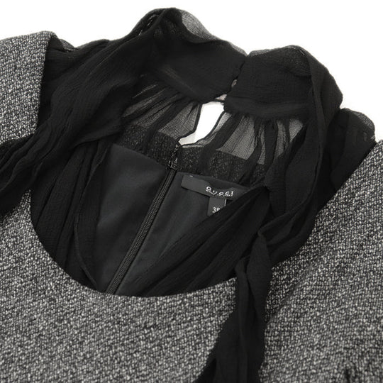GUCCI one piece [Outer fabric] 77% wool, 20% angora [Lining] 96% silk, 4% polyurethane [Other fabric] Silk% Gray black 319288 ZAQ13 Women 38 Used Authentic