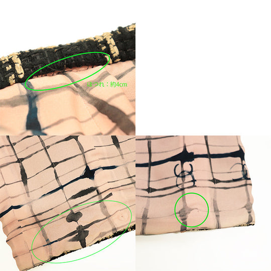 CHANEL skirt [Outer material] 55% silk, 36% cotton [Lining] 100% silk Black camel Women 42 Used Authentic