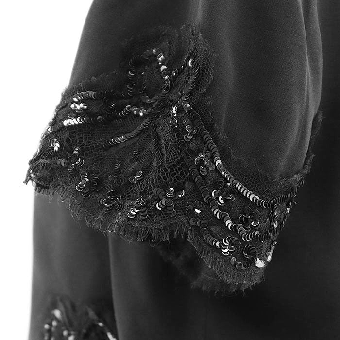 CHANEL tops 100% silk black 08C P32260 Women 38 Used Authentic