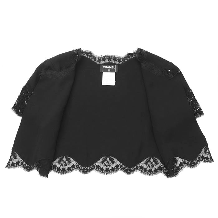 CHANEL tops 100% silk black 08C P32260 Women 38 Used Authentic