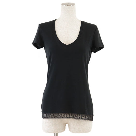 CHANEL Cut 100% cotton, hem (lace part): 87% cotton, 13% polyester [other fabric] 100% cotton black Women 36 Used Authentic