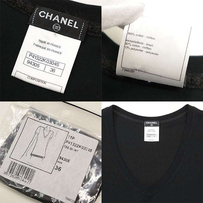 CHANEL Cut 100% cotton, hem (lace part): 87% cotton, 13% polyester [other fabric] 100% cotton black Women 36 Used Authentic