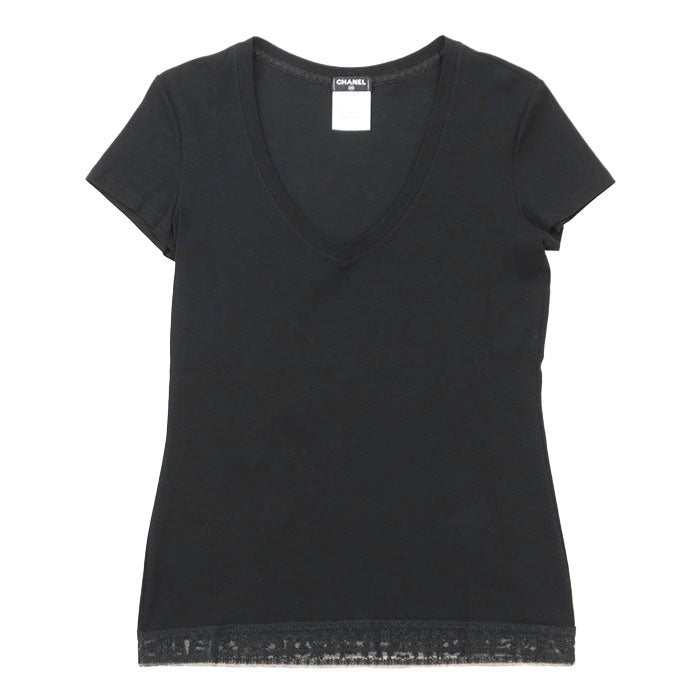 CHANEL Cut 100% cotton, hem (lace part): 87% cotton, 13% polyester [other fabric] 100% cotton black Women 36 Used Authentic