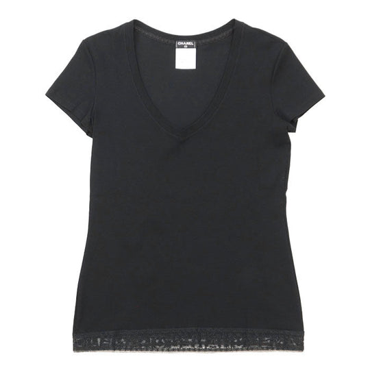 CHANEL Cut 100% cotton, hem (lace part): 87% cotton, 13% polyester [other fabric] 100% cotton black Women 36 Used Authentic