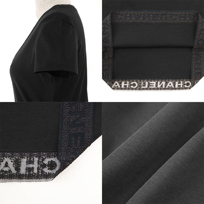 CHANEL Cut 100% cotton, hem (lace part): 87% cotton, 13% polyester [other fabric] 100% cotton black Women 36 Used Authentic