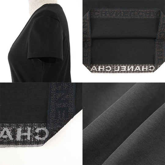 CHANEL Cut 100% cotton, hem (lace part): 87% cotton, 13% polyester [other fabric] 100% cotton black Women 36 Used Authentic