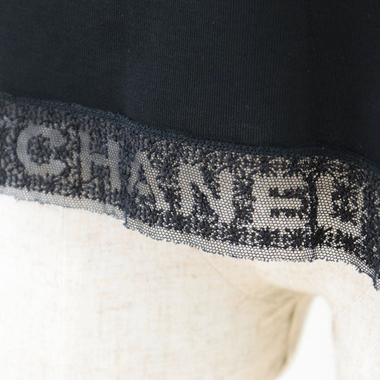 CHANEL Cut 100% cotton, hem (lace part): 87% cotton, 13% polyester [other fabric] 100% cotton black Women 36 Used Authentic