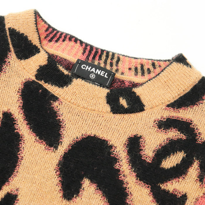 CHANEL knit 43% cashmere, 32% mohair Copper, Black Women 36 Used Authentic