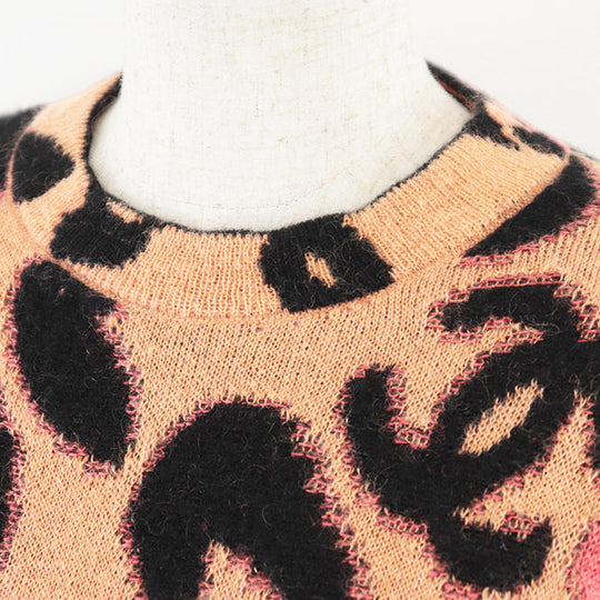 CHANEL knit 43% cashmere, 32% mohair Copper, Black Women 36 Used Authentic