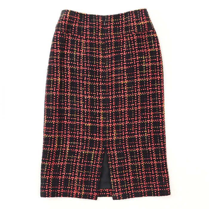CHANEL skirt [Outer material] 43% cotton, 22% wool [Lining] 100% silk Black Red Mustard Women 36 Used Authentic