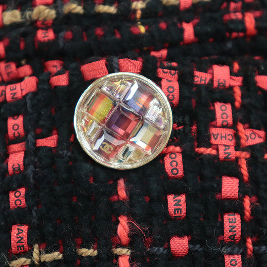 CHANEL skirt [Outer material] 43% cotton, 22% wool [Lining] 100% silk Black Red Mustard Women 36 Used Authentic