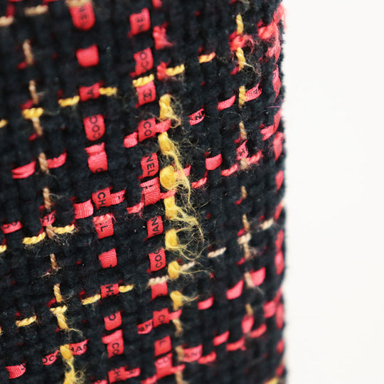 CHANEL skirt [Outer material] 43% cotton, 22% wool [Lining] 100% silk Black Red Mustard Women 36 Used Authentic