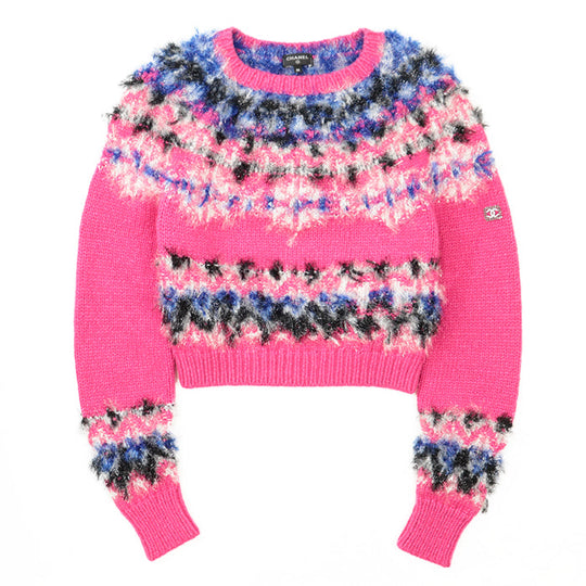 CHANEL knit [Outer material] 47% cashmere, 40% polyamide Pink, Multicolor Women 36 Used Authentic