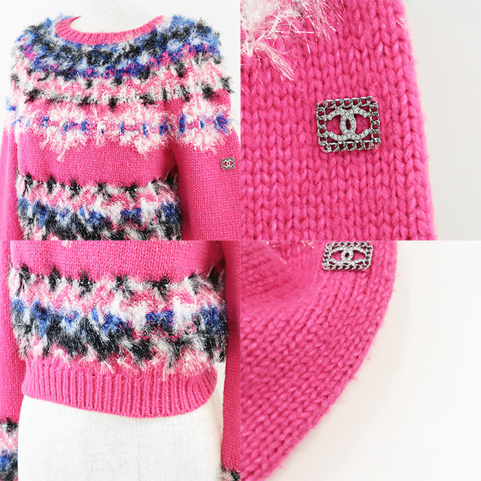 CHANEL knit [Outer material] 47% cashmere, 40% polyamide Pink, Multicolor Women 36 Used Authentic