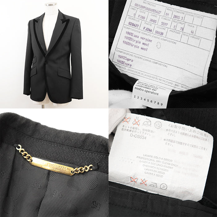 DOLCE&GABBANA Other outerwear [Outer material] 100% wool [Lining] 100% cupra black G2062T mens 46 Used Authentic