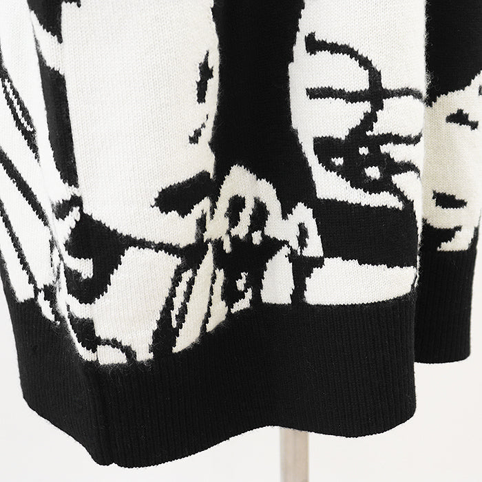 HERMES one piece 100% cashmere [Other fabric] 70% cotton, 30% polyester Black, White 2E2506D2 Women 38 Used Authentic