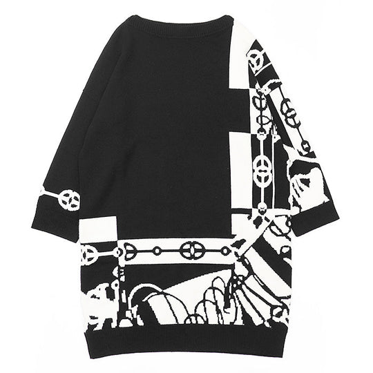 HERMES one piece 100% cashmere [Other fabric] 70% cotton, 30% polyester Black, White 2E2506D2 Women 38 Used Authentic