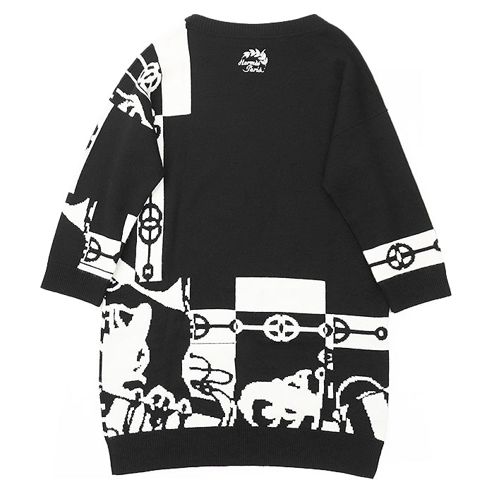 HERMES one piece 100% cashmere [Other fabric] 70% cotton, 30% polyester Black, White 2E2506D2 Women 38 Used Authentic