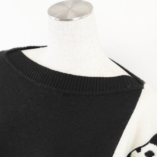 HERMES one piece 100% cashmere [Other fabric] 70% cotton, 30% polyester Black, White 2E2506D2 Women 38 Used Authentic