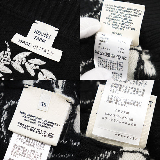 HERMES one piece 100% cashmere [Other fabric] 70% cotton, 30% polyester Black, White 2E2506D2 Women 38 Used Authentic