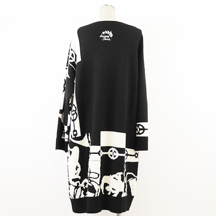 HERMES one piece 100% cashmere [Other fabric] 70% cotton, 30% polyester Black, White 2E2506D2 Women 38 Used Authentic