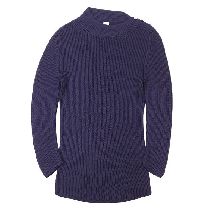 HERMES knit 100% silk navy purple Women M Used Authentic