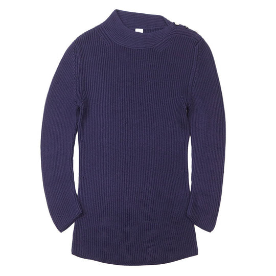 HERMES knit 100% silk navy purple Women M Used Authentic