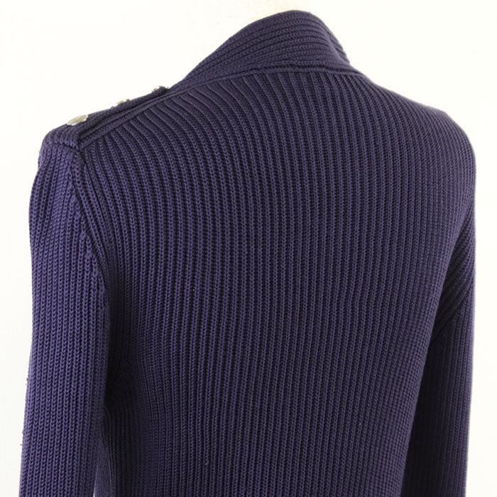 HERMES knit 100% silk navy purple Women M Used Authentic