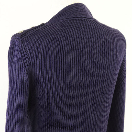 HERMES knit 100% silk navy purple Women M Used Authentic