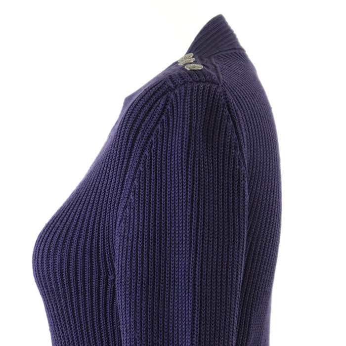 HERMES knit 100% silk navy purple Women M Used Authentic
