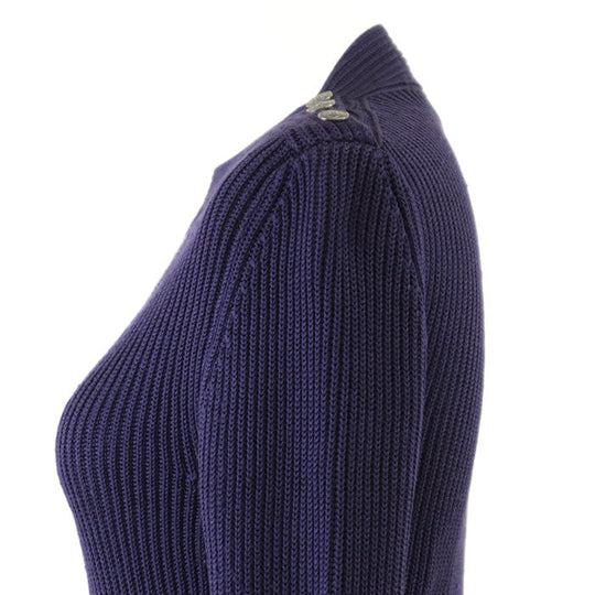 HERMES knit 100% silk navy purple Women M Used Authentic
