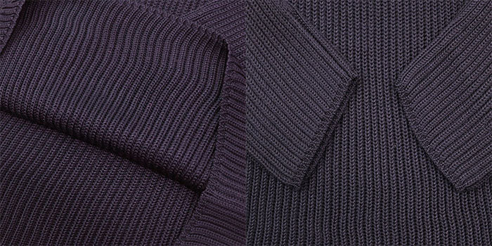 HERMES knit 100% silk navy purple Women M Used Authentic