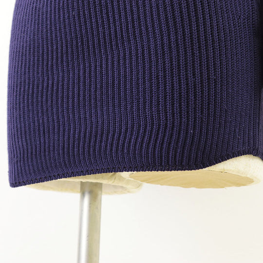 HERMES knit 100% silk navy purple Women M Used Authentic